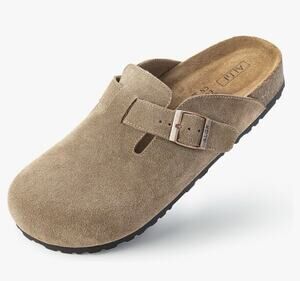 ALGF Women’s Genuine Suede Clogs for Women Slip-On Buckle Slides Size 7-7.5